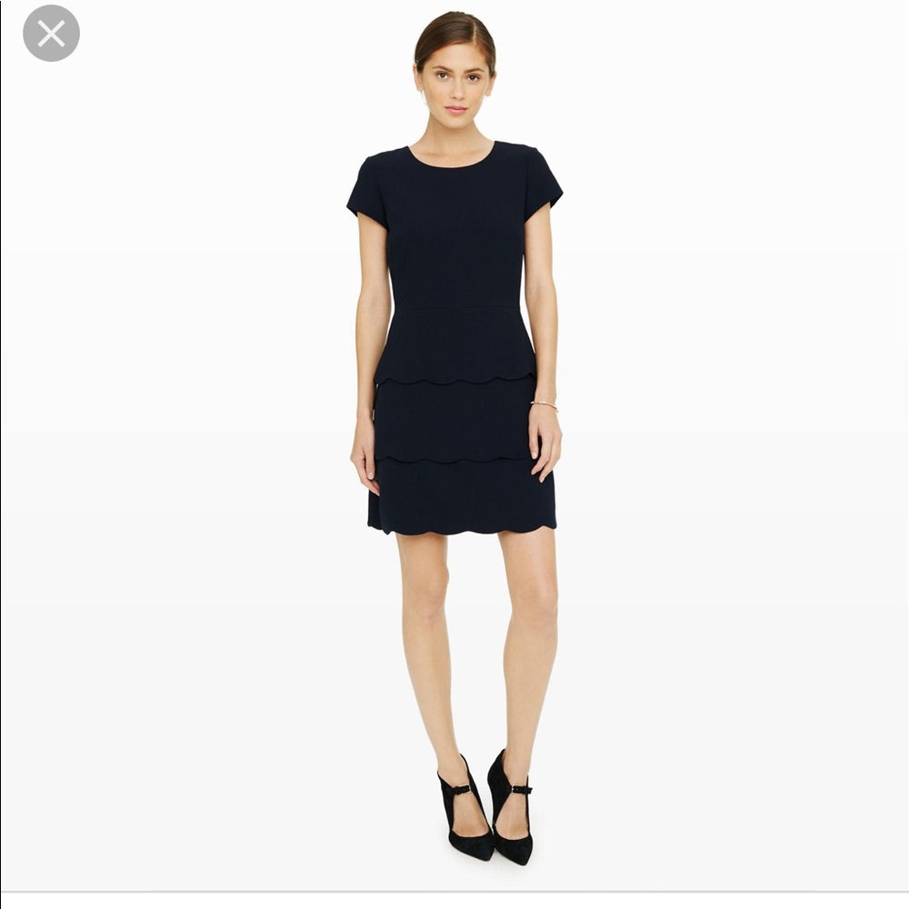 Club Monaco Colby Scallop Navy Blue Dress